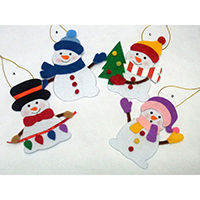 Christmas Wish Hanging Ornament. Snowman Design. Each carrying a writing card inserted at the back side. Set of 4 pieces.