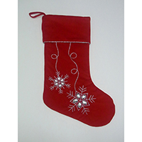 Christmas Stocking. Embridered Pattern with Bead Design.