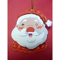 Christmas Wish-Card Hanging Ornament. Santa Claus Design. Eyes with Beads. 2 cards combined to form 1 single piece. Set of 4 pieces.