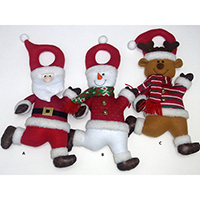 Christmas Door Ring. Santa Claus, Snowman & Bear in Running Pose.