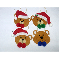 Christmas Wish Hanging Ornament. Teddy Bear Design. Each carrying a writing card inserted at the back side. Set of 4 pieces.