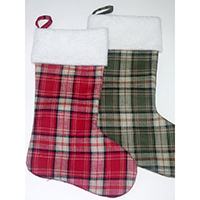 Christmas Stocking. Plaid Cloth. Full Lining Inside.