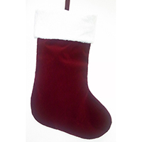 Christmas Stocking. Plain Color - Burgundy. Full Lining Inside.